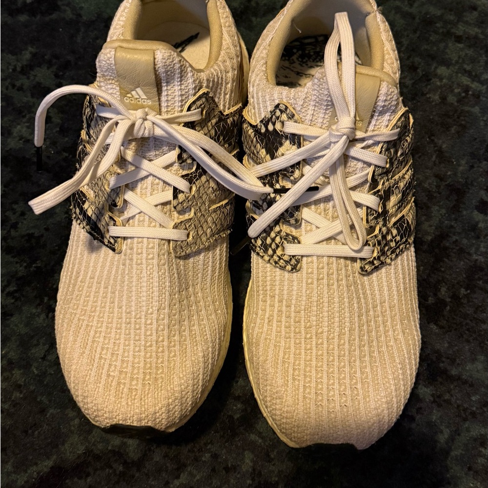 adidas Cream and Black snake skin Athletic Shoes